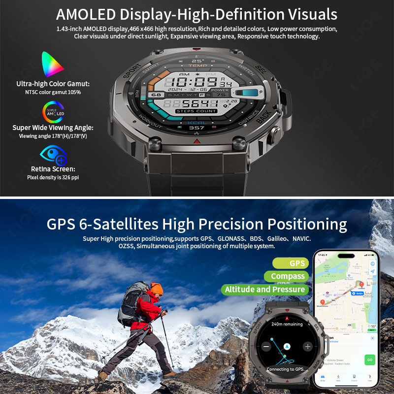 LIGE Military Grade GPS Smart  - Altimeter Compass Watch ulasan dan harga